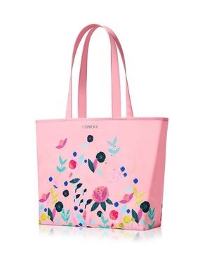 Clinique Pink Floral Print Tote